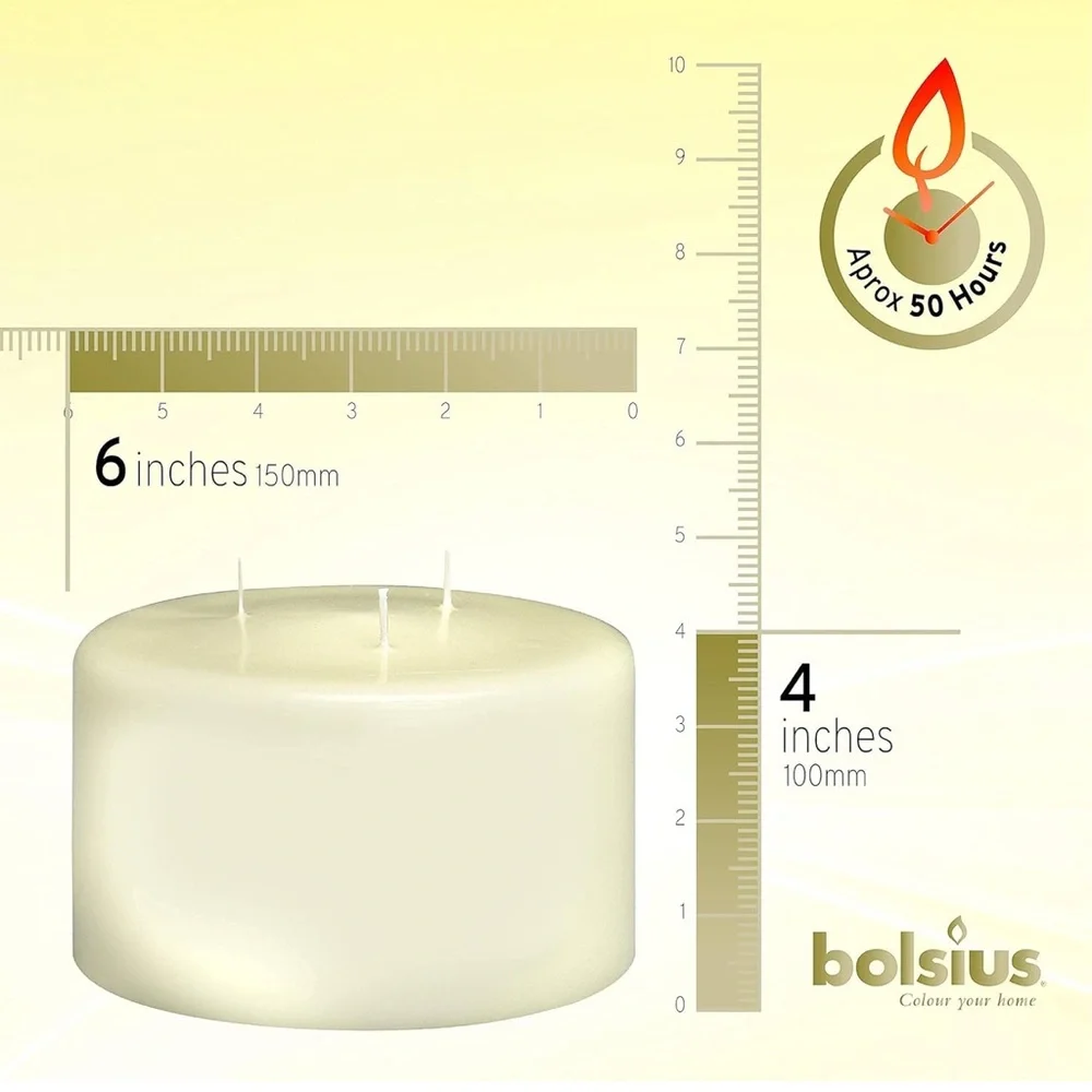 NEW LARGE Cream Bolsius Candle /smokeless / slow burn / non- scented